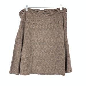 Toad & Co Women's Size Large Pull-On Mini Chaka Skirt Brown Geometric Print